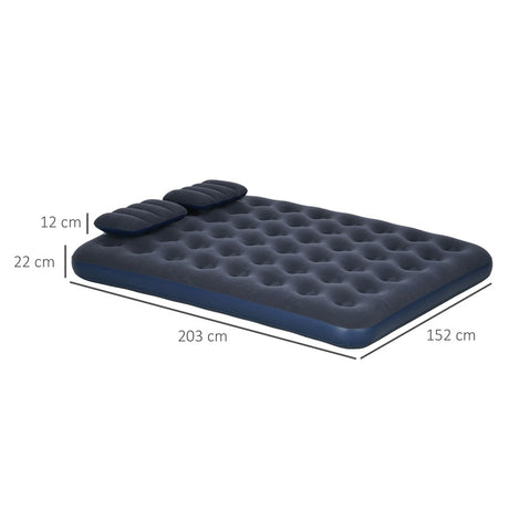 Outsunny Inflatable King Size Air Bed, with Built-In Hand Pump - Blue