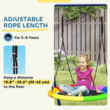 AIYAPLAY 6 in 1 Metal Kids Swing Set with 3 Swings, Climbing Ladder & Net, Basketball Hoop, for Ages 3-8
