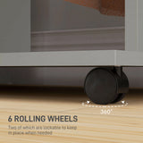 HOMCOM Open Wardrobe Double Mobile Storage Shelves Organizer W/6 Wheels-Grey
