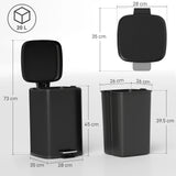 HOMCOM 20L Modern Boxy Metal Home Kitchen Bin - Black