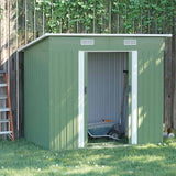 Outsunny 7 x 4ft Outdoor Garden Metal Storage Shed, Tool Storage Box for Backyard, Patio and Lawn, Light Green