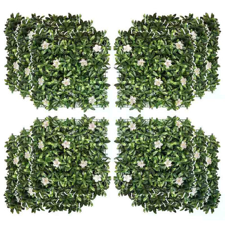 Outsunny 12PCS Artificial Boxwood Wall Panels 50cm x 50cm Rhododendron Privacy Fence Screen Faux Hedge Greenery Backdrop for Home Garden Backyard Balcony