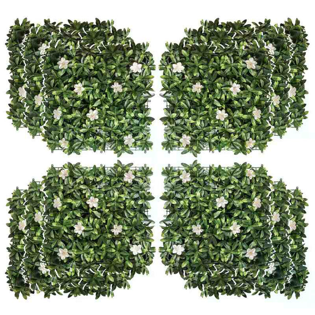 Outsunny 12PCS Artificial Boxwood Wall Panels 50cm x 50cm Rhododendron Privacy Fence Screen Faux Hedge Greenery Backdrop for Home Garden Backyard Balcony