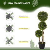 HOMCOM Set of 2 Decorative Artificial Plants, Boxwood Ball Topiary Trees in Pot Fake Plants for Home, Indoor&Outdoor Decor, 90 cm, Light Green