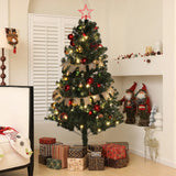 HOMCOM 6ft Pre-Lit Xmas Tree with Decorations, Green, Red and Warm White