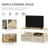 HOMCOM TV Stand Cabinet with 2 Foldable Drawers - Maple Colour