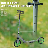AIYAPLAY Foldable Kids Scooter with Adjustable Handlebar, 200mm Big Wheel, Rear Fender Brake, for Ages 6-12 Years, Green