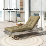 Outsunny Sun Lounger Cushion, Memory Foam Patio Chair Cushion with Ties, Outdoor Seat Pad Fits 190 x 60 cm Lounger, Sand