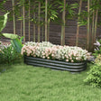 Outsunny Galvanised Raised Garden Bed, Metal Planter Box with Safety Edging, for Flowers, Herbs, Succulents, Dark Grey