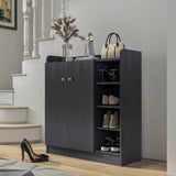 HOMCOM Shoe Storage Cabinet with Adjustable Shelves - Black