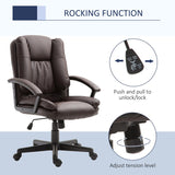 HOMCOM Office Chair, Computer Desk Chair, PU Leather Mid Back Executive Chair with Adjustable Height and Swivel Rolling Wheels for Home Study, Brown