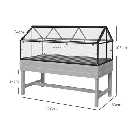 Outsunny 60 x 120cm Raised Garden Bed with Wooden Base - Grey