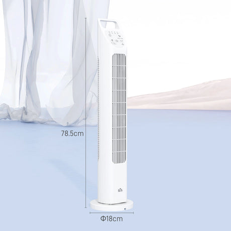 HOMCOM 31" Oscillating Tower Fan with Remote Control, 4H Timer, 3 Speed 3 Modes, Quiet Electric Floor Standing Fan for Home Bedroom Office, White