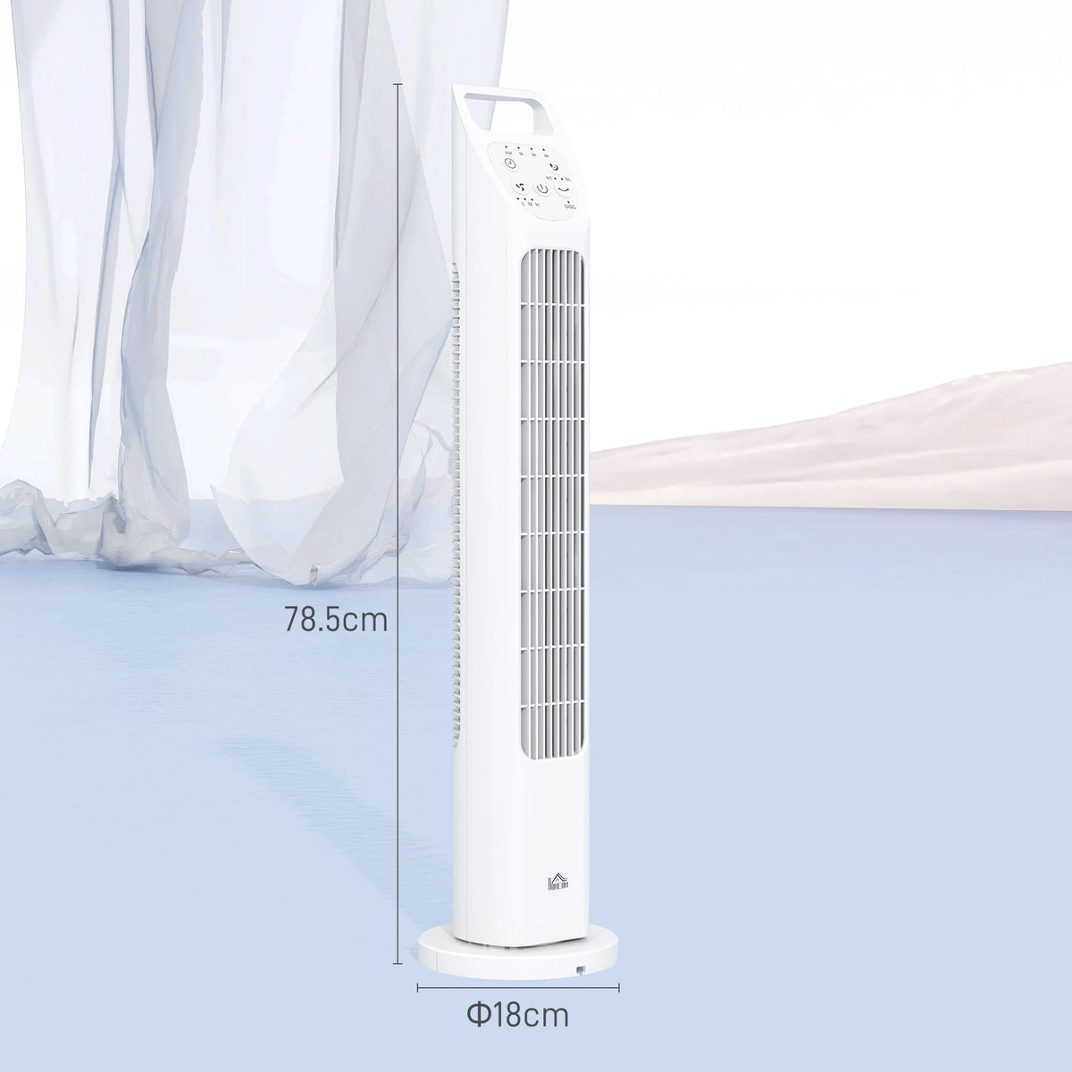 HOMCOM 31" Oscillating Tower Fan with Remote Control, 4H Timer, 3 Speed 3 Modes, Quiet Electric Floor Standing Fan for Home Bedroom Office, White
