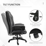Vinsetto Faux Leather Executive Office Chair, with Contrast Piping - Black/White