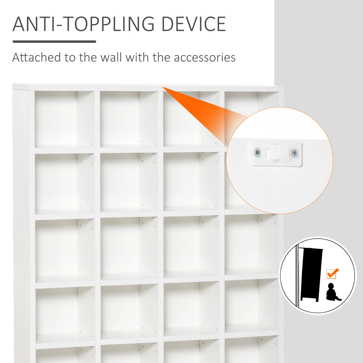 HOMCOM CD Storage Unit with Adjustable Shelves, 89 x 130.5 cm, White