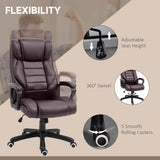 Vinsetto Office Chair with 6-Point Maaage, PU Desk Chair with Padded Seat and Armrest, Computer Chair with Tilt Function for Home, Brown