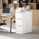 HOMCOM Filing Cabinet, Fluted Vertical File Cabinet with 3 Lockable Drawers and Hanging Rails, White