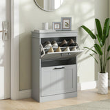 HOMCOM Two-Drawer Minimalistic Shoe Storage Cabinet, for 10 Shoes, Grey