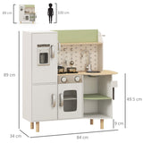 AIYAPLAY Toy Kitchen, Kids Play Kitchen, Role Playing Game with Phone, Ice Maker, Stove, Utensils, for 3-6 Years, White