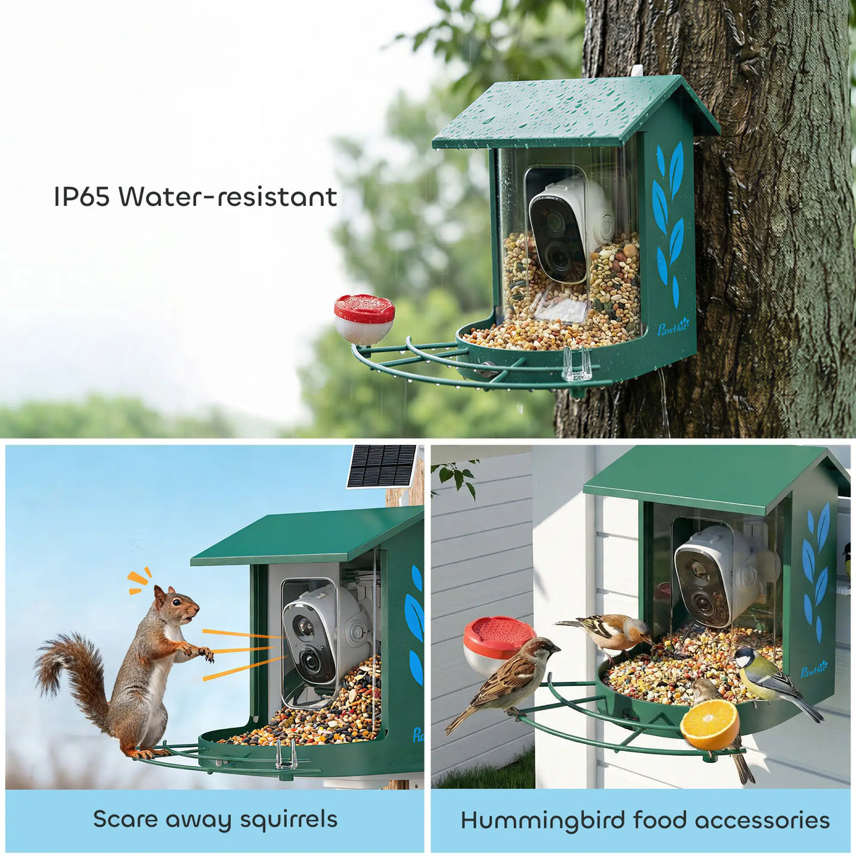 PawHut Smart Bird Feeder Camera 2K HD with AI Identifies 16,000+ Species, 2K HD Auto Capture Video, APP Instant Notifications