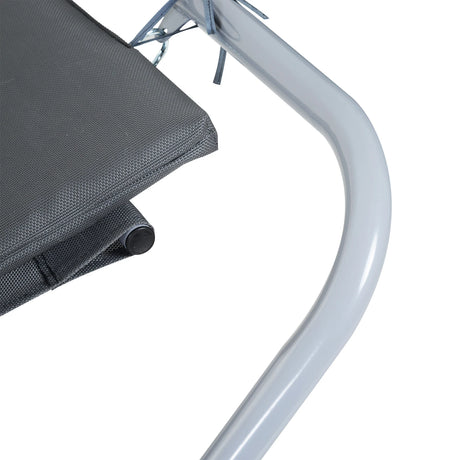 Outsunny Rocking Sun Lounger, Single Garden Lounger Sunbed with Headrest Pillows, Texteline Outdoor Rocking Chair Swing Hammock Daybed with Metal Frame for Patio, Terrace, 212 x 132 x 66 cm, Grey