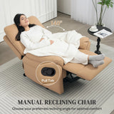 HOMCOM 140 Manual Reclining Armchair, with Footrest - Light Brown