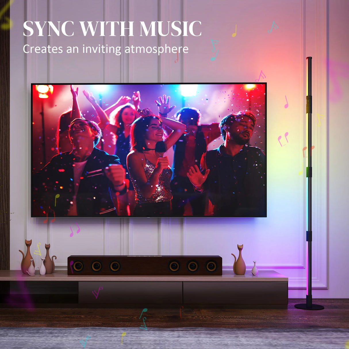 HOMCOM LED Floor Lamp, 360 RGB Detachable Corner Floor Lamp with App & Remote Control, Colour Changing Standing Lamp with Music Sync & Timing, for Living Room, Game Room, Dark Grey