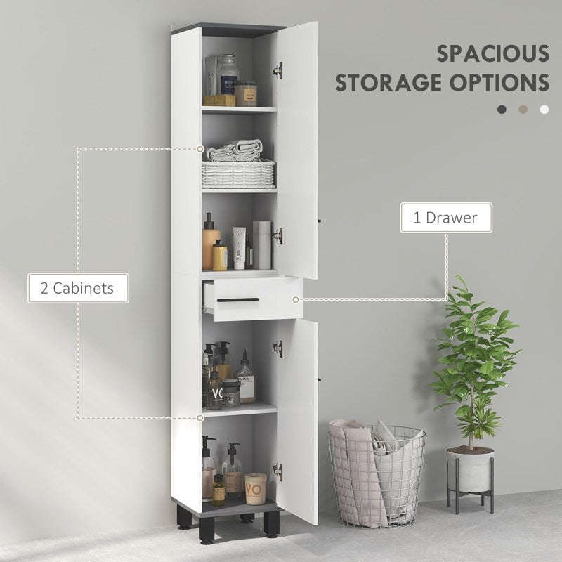 HOMCOM 190cm Slim Bathroom Storage Cabinet - White