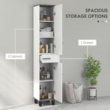 HOMCOM 190cm Slim Bathroom Storage Cabinet - White