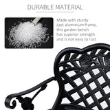 Outsunny Garden Bench, Cast Aluminium, 107Lx58Wx85H cm-Black