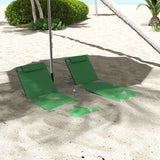 Outsunny Set of Two Metal Frame Beach Chairs, with Reclining Backs - Green