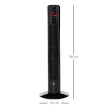 HOMCOM 38'' Freestanding Tower Fan, 3 Speed 3 Mode, 12h Timer, 70 Degree Oscillation, LED Panel, 5M Remote Controller, Black