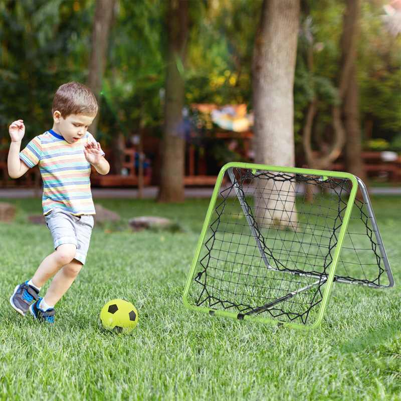 HOMCOM Football Training Net, Soccer Kickback Target Goal Both Side Rebounder Net, Adjustable Angle Goal Training Set for Kids and Children to Practice in Playground, Backyard