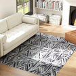 HOMCOM Modern Area Rug, Triangle Pattern Non-Slip Washable Rug, Chenille Floor Carpet for Living Room, Bedroom, Dining Room, Home Office, 230 x 160 cm, Black