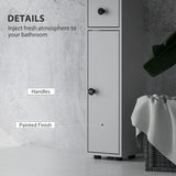 kleankin 180cm Slim Bathroom Cabinet, with Drawer, Shelves and Cupboards - Grey