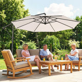 Outsunny 3 m Garden Cantilever Parasol with Cover, Round Overhanging Umbrella with 360 Rotation, Tilt, Cream White
