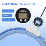 SPORTNOW Smart Weighted Hula Hoop, Massage Hula Ring w/ 16 Detachable Knots, 360 Auto-Rotating Ball, Digital Counter Light Blue