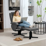 HOMCOM Rocker Swivel Recliner Chair with Footstool - Charcoal Grey Velvet