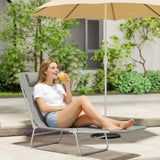 Outsunny Steel Frame Sun Lounger, with Reclining Back - Light Grey