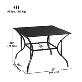 Outsunny 94 x 94 cm Garden Table with Parasol Hole, Outdoor Dining Garden Table for Four with Slatted Metal Plate Top, Black