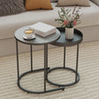 HOMCOM Round Nesting Side Table Set of 2 - Grey