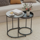 HOMCOM Round Nesting Side Table Set of 2 - Grey