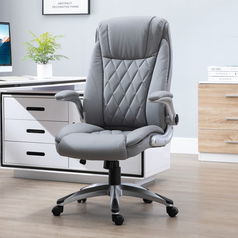 Vinsetto Faux Leather Executive Swivel Office Chair - Grey