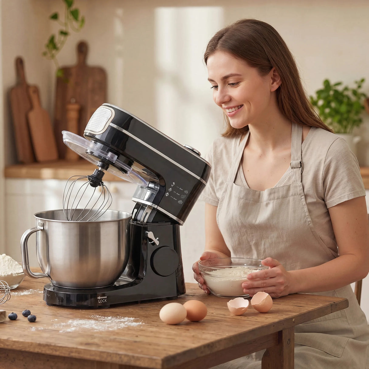 HOMCOM Stand Mixer, 6L 1400W Tilt-Head Food Mixer with 11 Speeds, Pulse & Fermentation Function, LED Display, Black