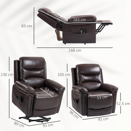 HOMCOM Power Lift Recliner Chair with Vibration Massage, Heat, USB - Brown
