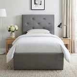 HOMCOM Single Bed Frame Gas Side Lift Under Bed Storage Upholstered Platform Bed Tufted Headboard for 90 x 190 cm Mattress