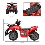 HOMCOM 6V Kids Electric Ride on Car Toddlers Quad Bike Toy With Music for 18-36 months Red