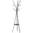 HOMCOM Freestanding Metal Coat Rack Stand 9 Hooks Clothes Tree with 1 Shelf Hat Display Hall Tree Hanger Bag Umbrella Hanging Organiser Brown