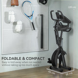SPORTNOW Five-in-one Foldable Exercise Bike, Stationary Bike with Arm Workout Bands, LDC Monitor, Phone Holder, Black